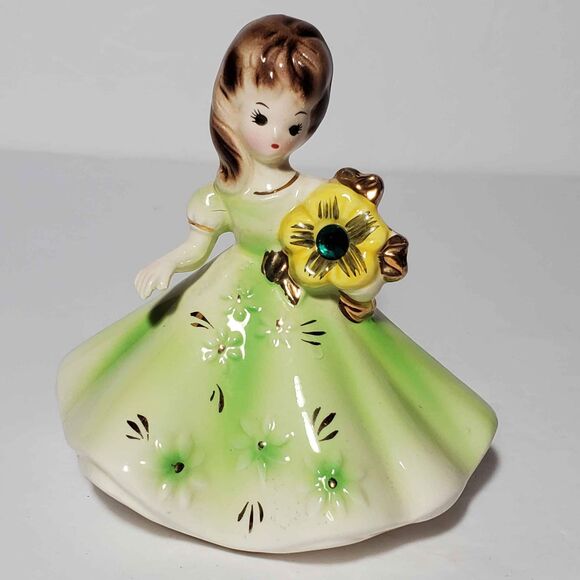 Josef Originals May Birthstone Figurine Green Vintage - Picture 9 of 9